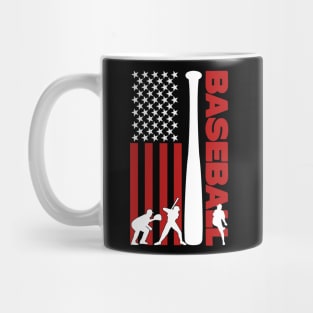 USA Flag Baseball Player Silhouette Mug